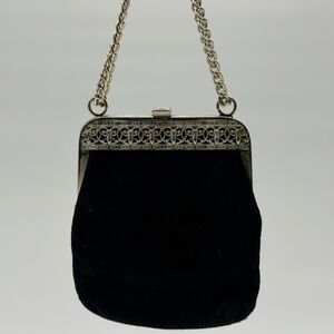 Vintage 1950’s leather suede black chain Strap Bag (the chain is adjustable).